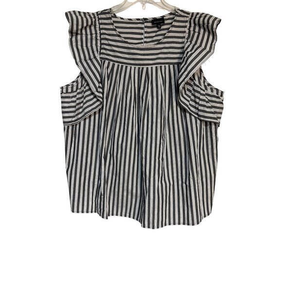 Black & White Striped Ruffle Sleeve Blouse XXL Who What Wear - Picture 1 of 6